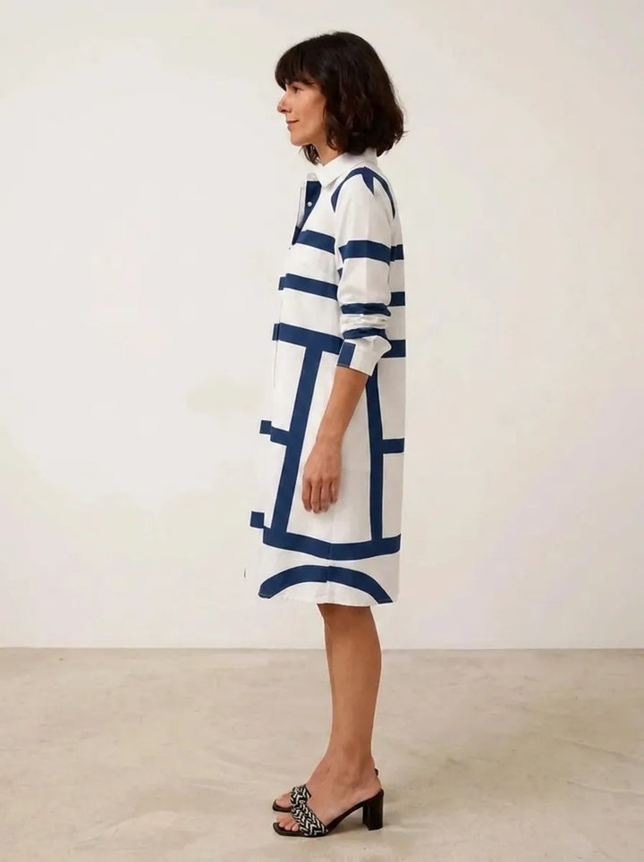 Helena™ - Zeitloses Geometrisches Gemustertes Midikleid