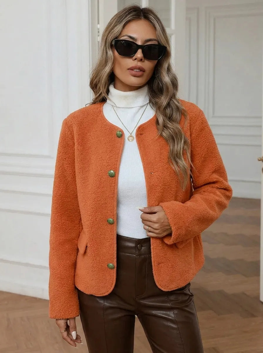 Damen Jacke mit Goldknöpfen und seitlichen Taschen