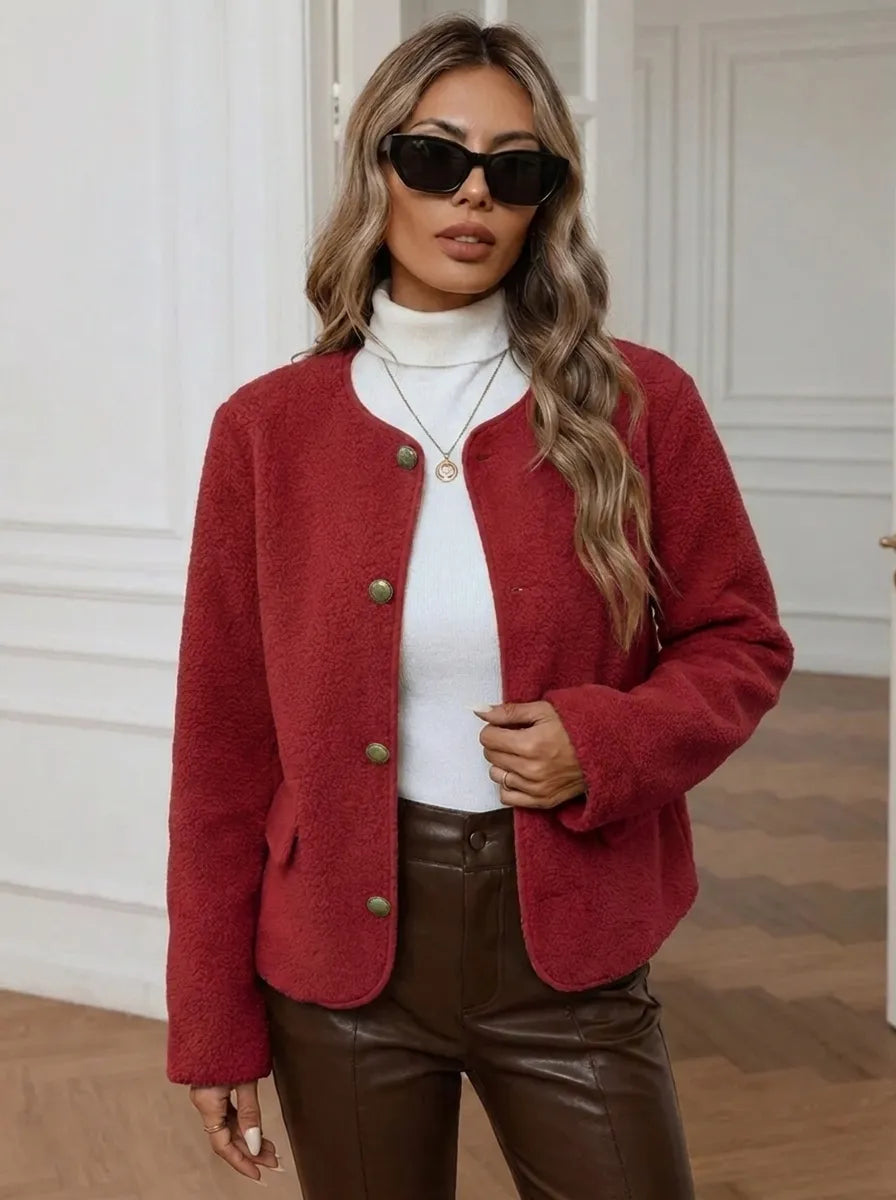Damen Jacke mit Goldknöpfen und seitlichen Taschen
