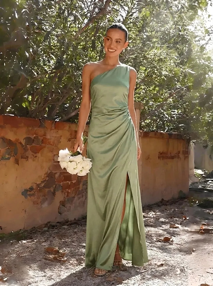 Damen Ein-Schulter Maxi-Kleid