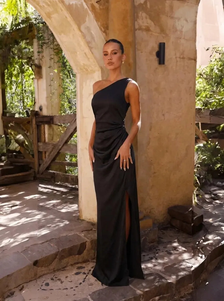 Damen Ein-Schulter Maxi-Kleid