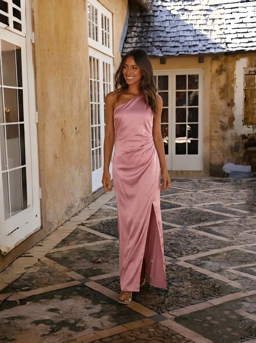 Damen Ein-Schulter Maxi-Kleid