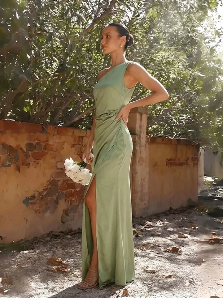 Damen Ein-Schulter Maxi-Kleid
