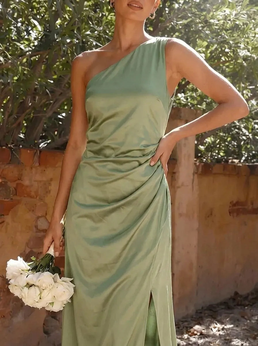 Damen Ein-Schulter Maxi-Kleid