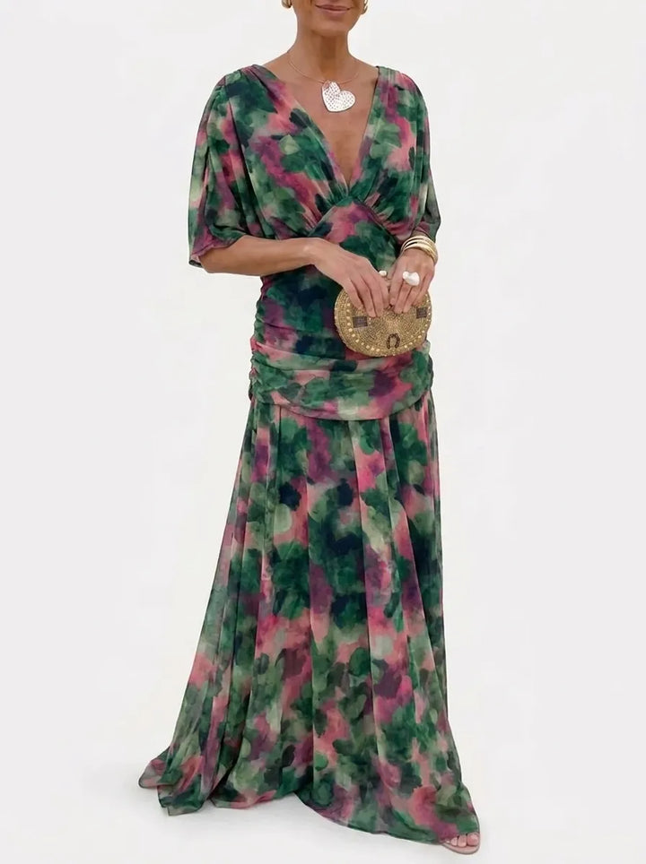 Alondra™ | V-Ausschnitt Langes Floral-Maxikleid