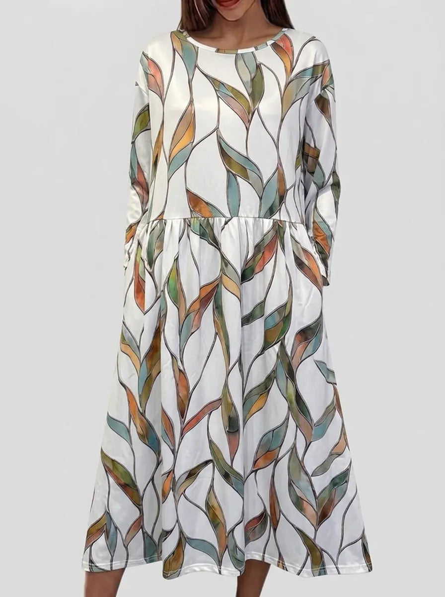 Sela™ – Küstenblumen Midi Kleid