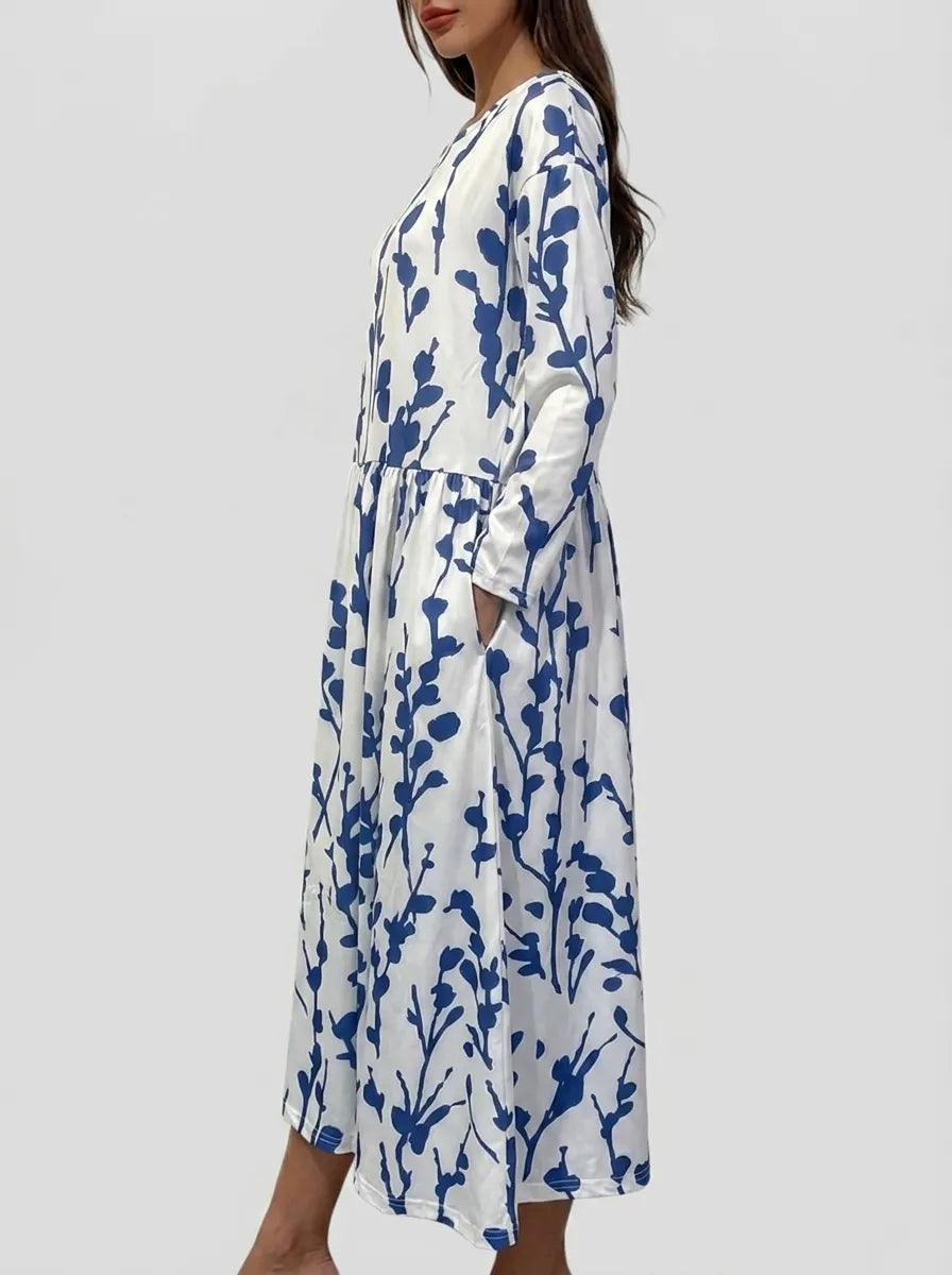 Sela™ – Küstenblumen Midi Kleid