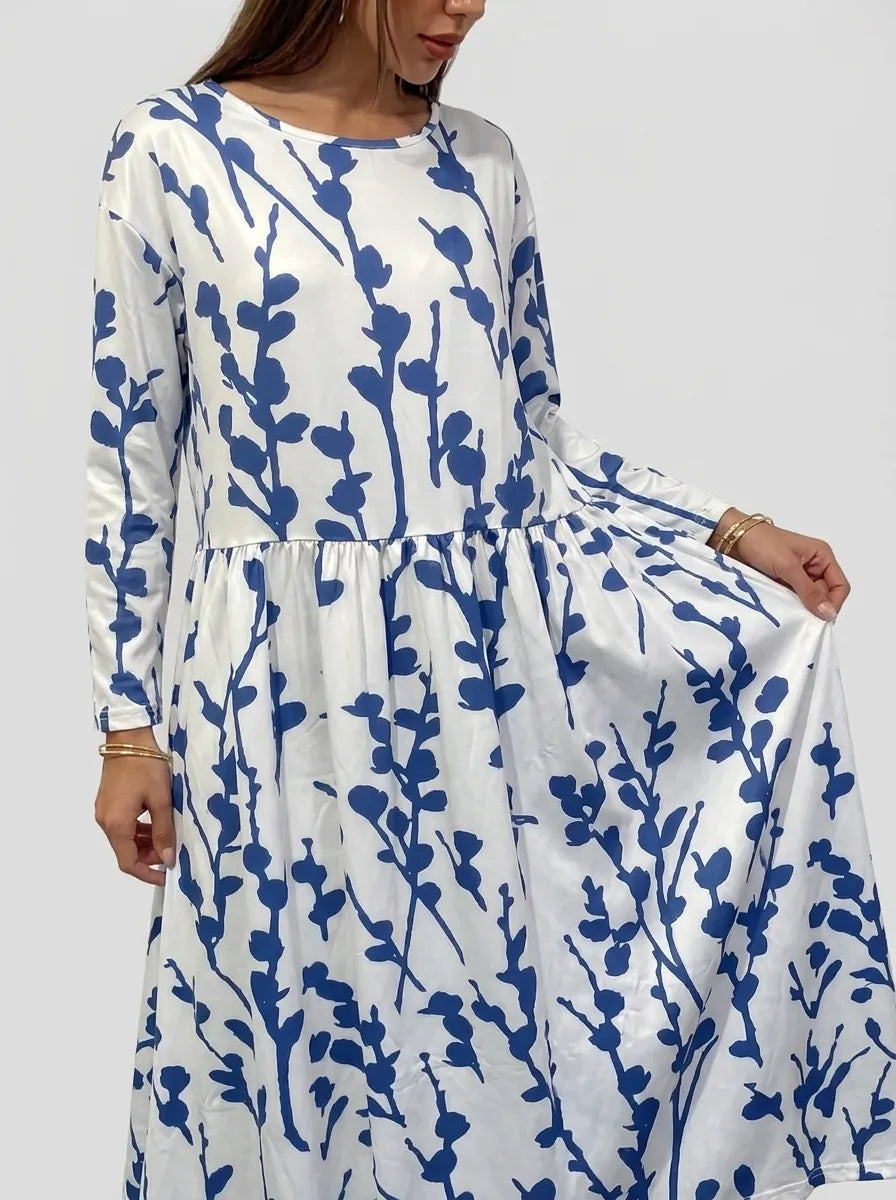 Sela™ – Küstenblumen Midi Kleid