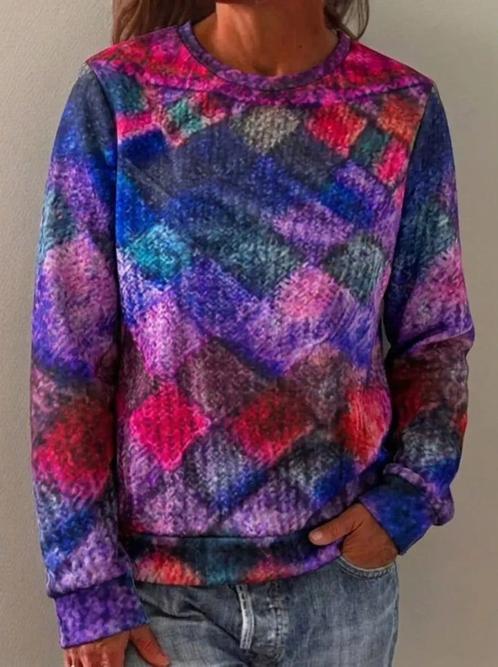Jessi | Jersey acogedor de corte holgado con estampado de rombos