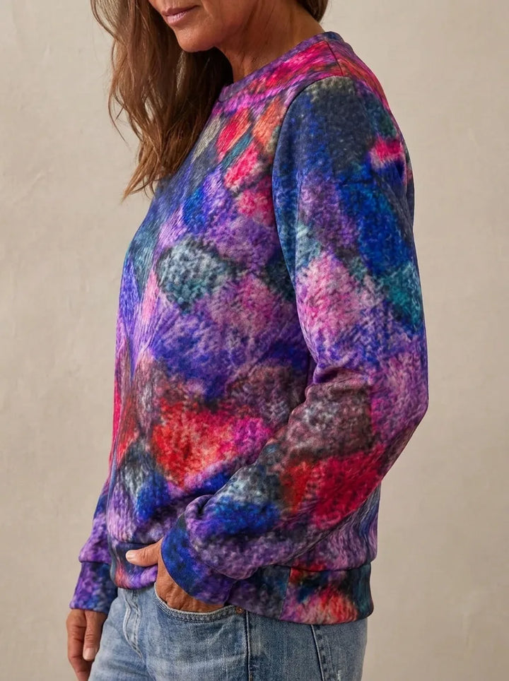 Jessi | Jersey acogedor de corte holgado con estampado de rombos
