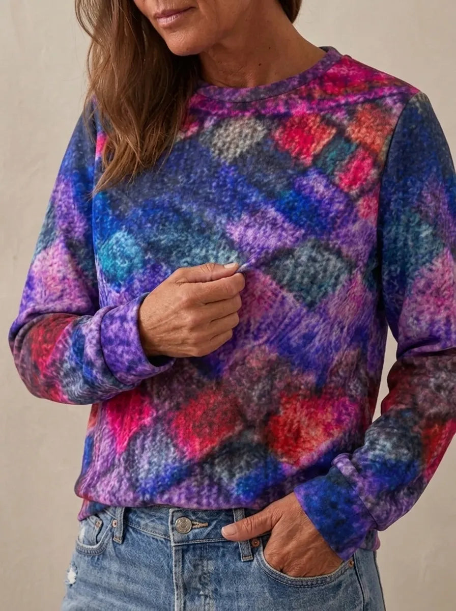 Jessi | Jersey acogedor de corte holgado con estampado de rombos