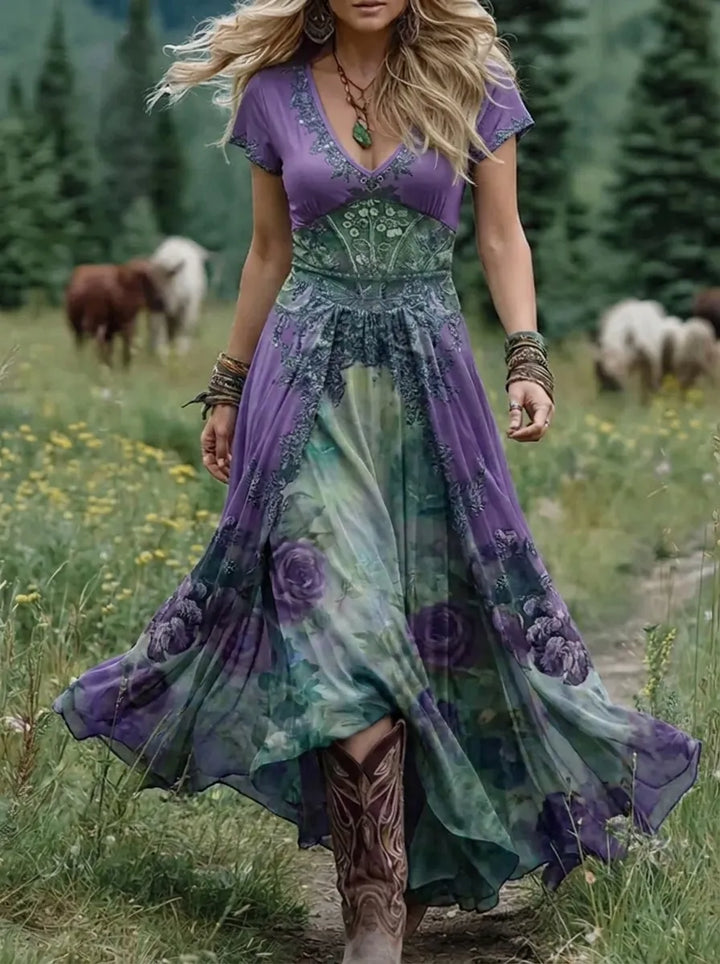 Mavis™ – Elegant floral maxi dress