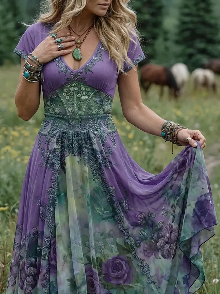 Mavis™ – Elegant floral maxi dress