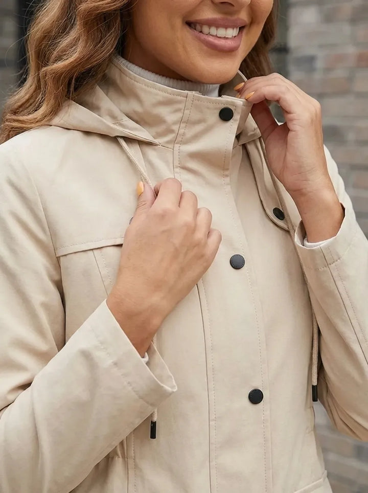 Francesca | Damen Parka mit Kapuze, Knöpfen und Taschen