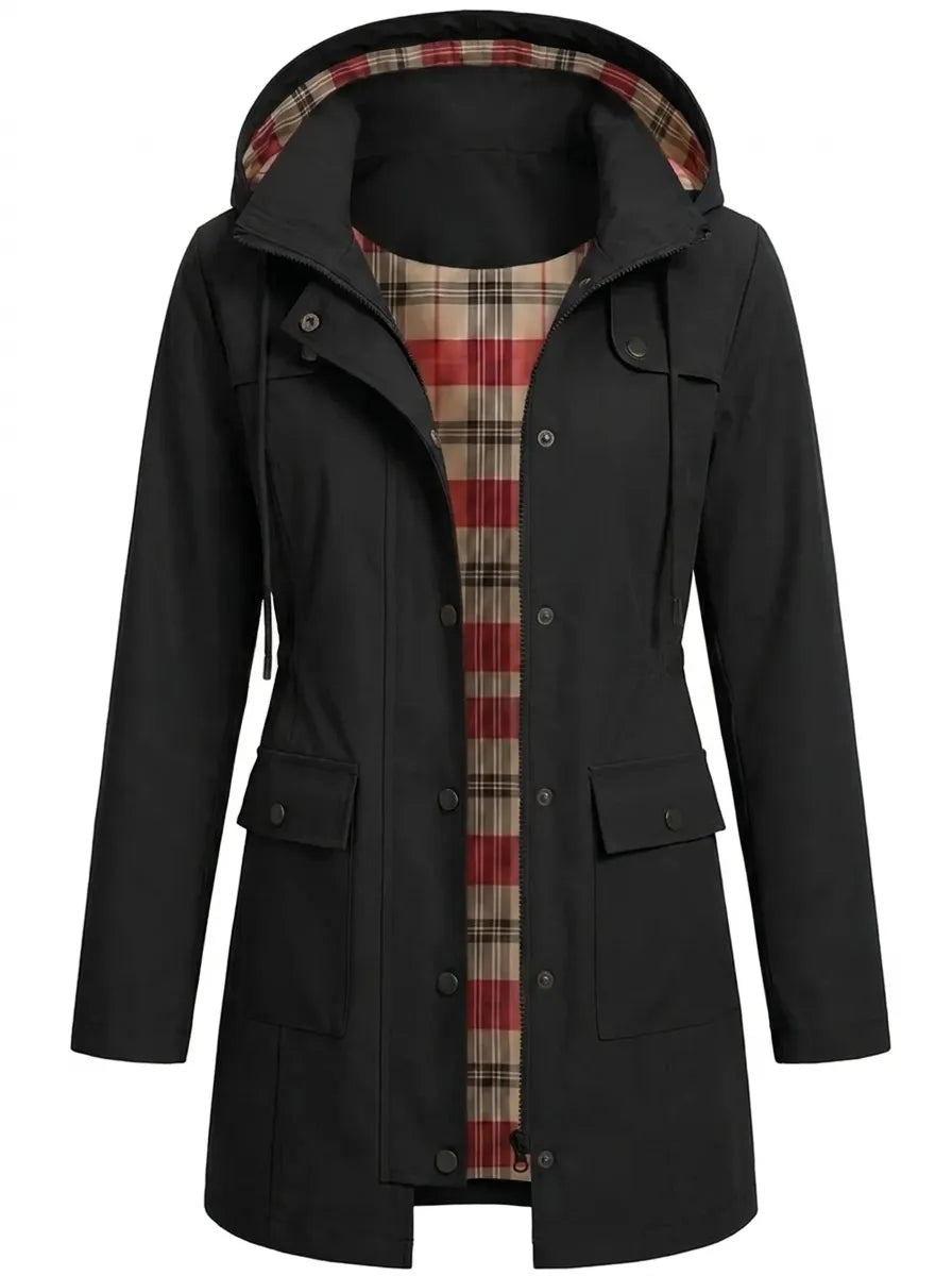 Francesca | Damen Parka mit Kapuze, Knöpfen und Taschen