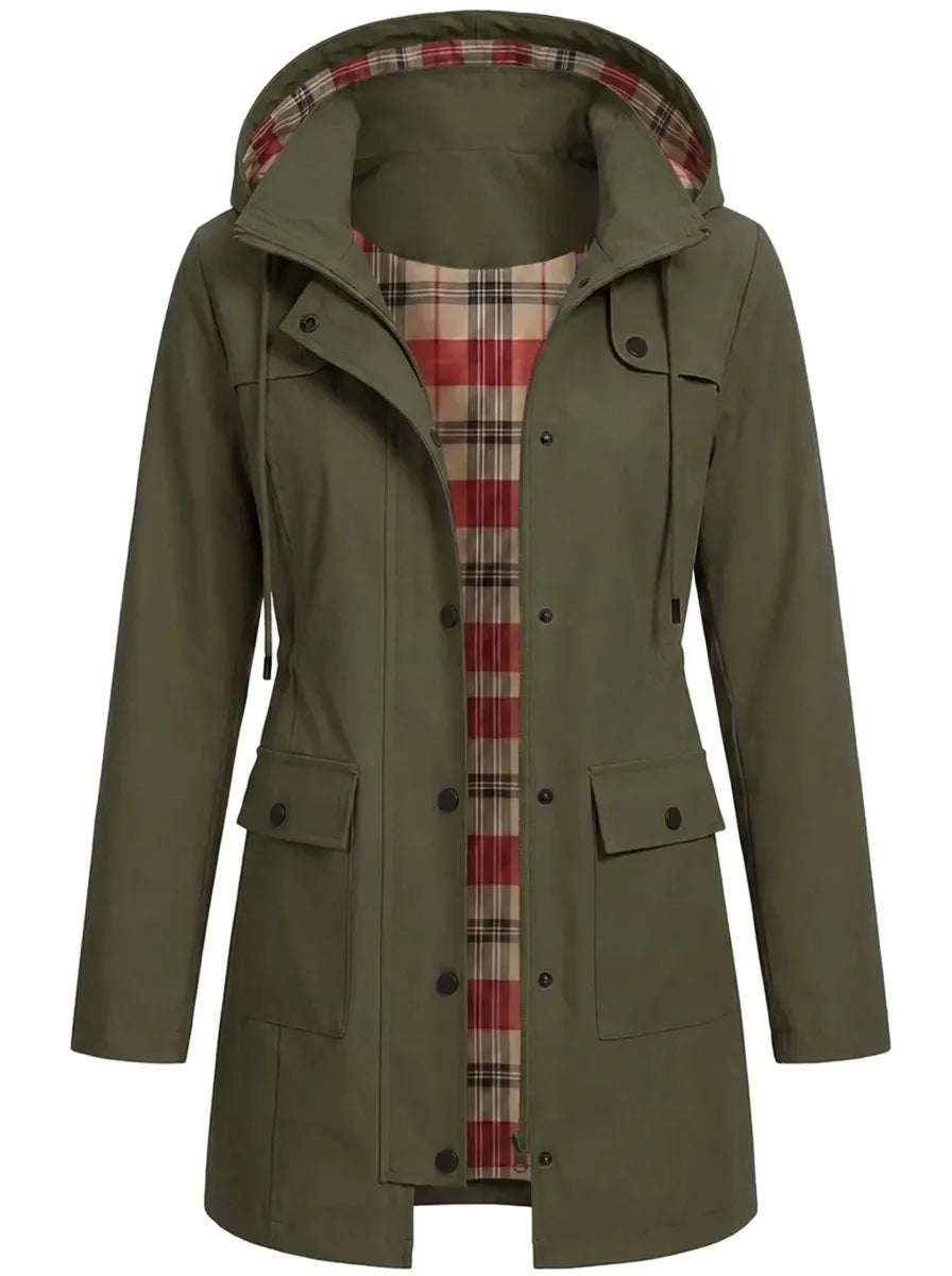 Francesca | Damen Parka mit Kapuze, Knöpfen und Taschen