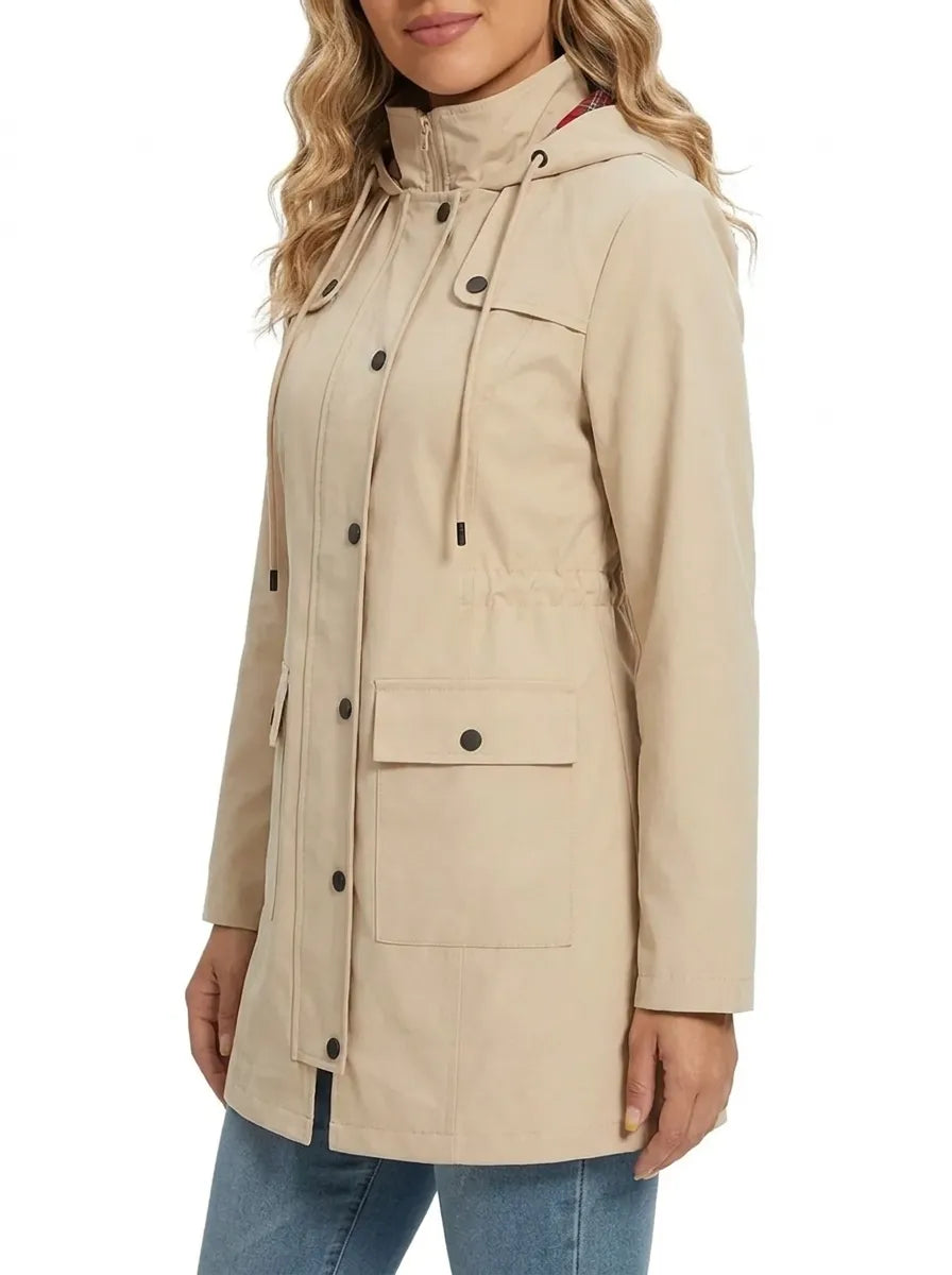 Francesca | Damen Parka mit Kapuze, Knöpfen und Taschen