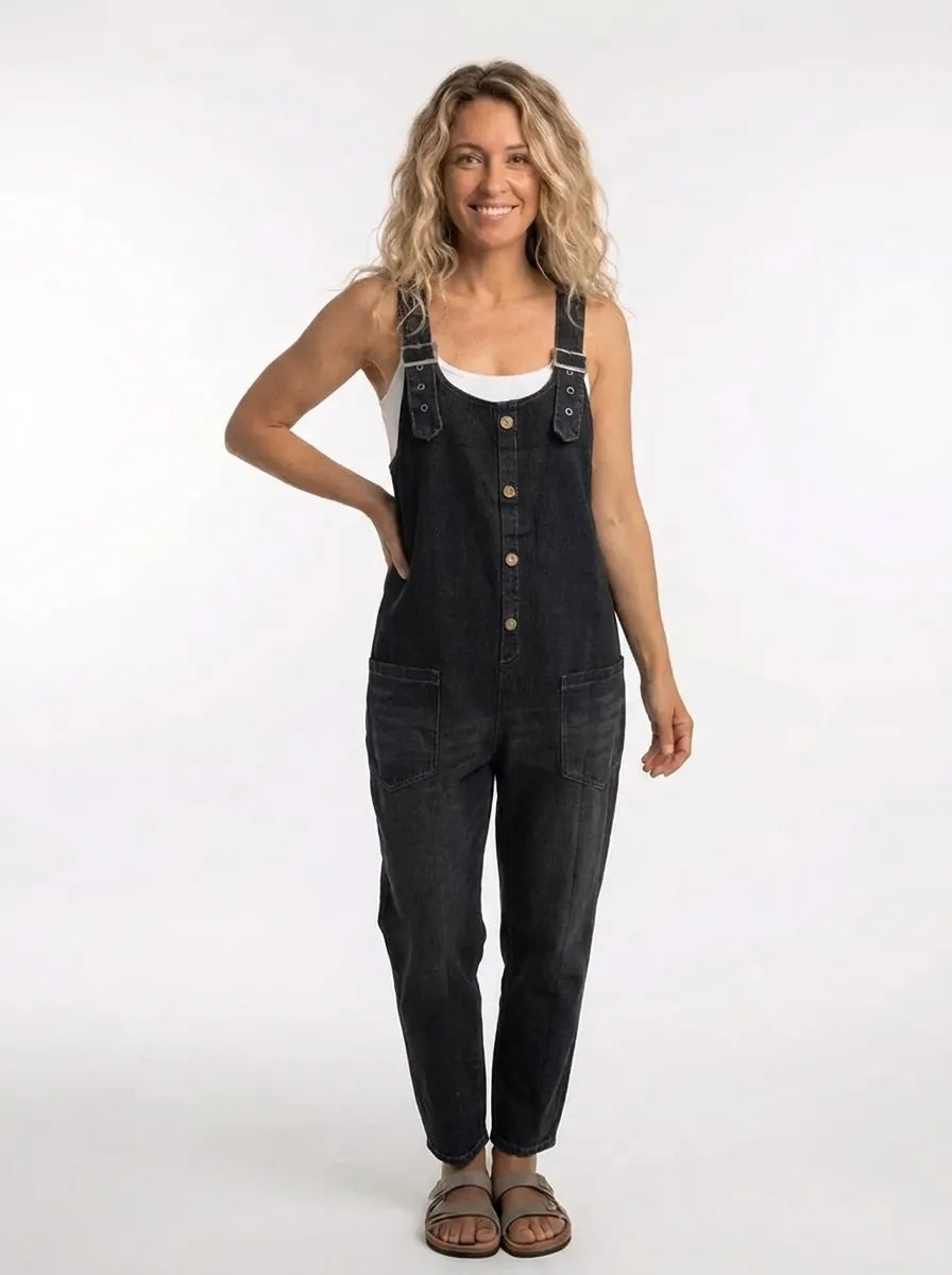 Noelia™ - Versatile Adjustable-Buckle Denim Jumpsuit