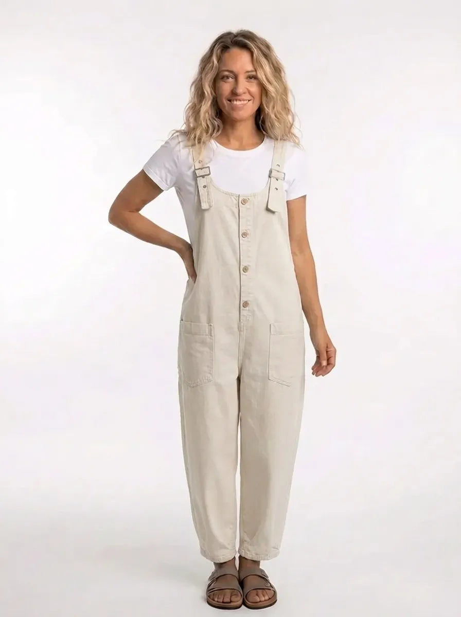 Noelia™ - Versatile Adjustable-Buckle Denim Jumpsuit