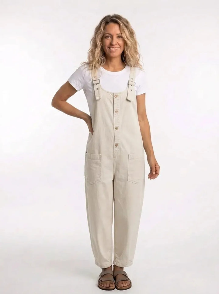 Noelia™ - Versatile Adjustable-Buckle Denim Jumpsuit