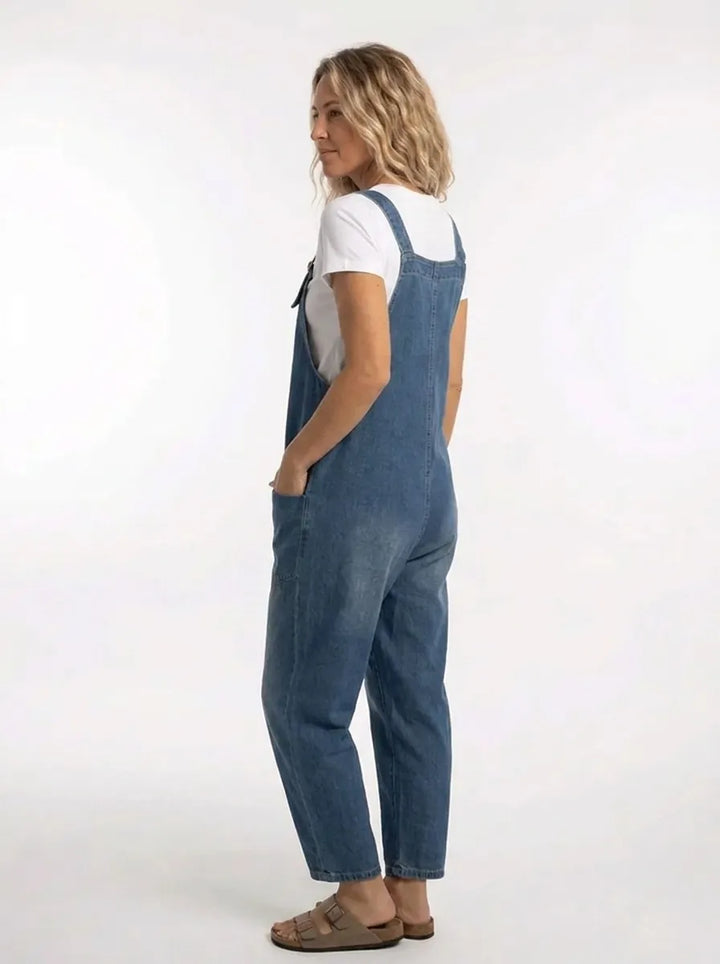 Noelia™ - Versatile Adjustable-Buckle Denim Jumpsuit