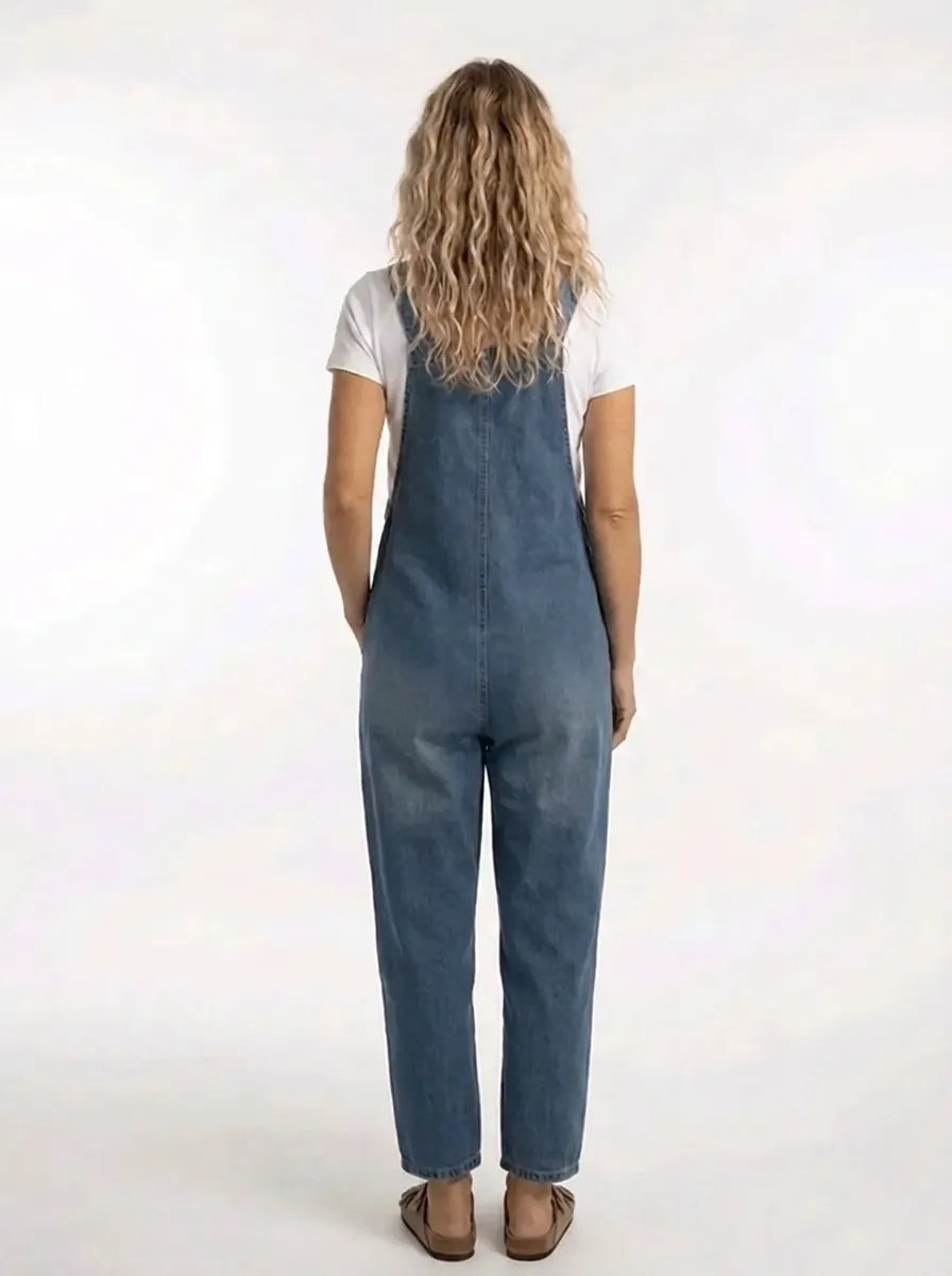 Noelia™ - Versatile Adjustable-Buckle Denim Jumpsuit