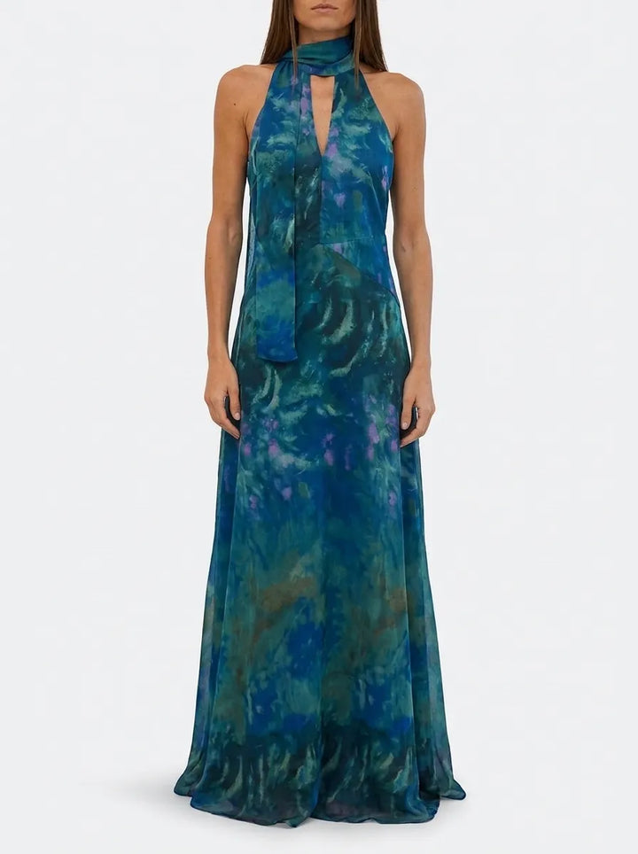 Luna | Women’s Floral Maxi Dress with Cutout