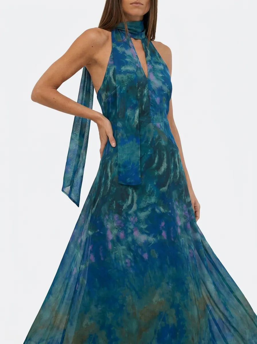 Luna | Women’s Floral Maxi Dress with Cutout