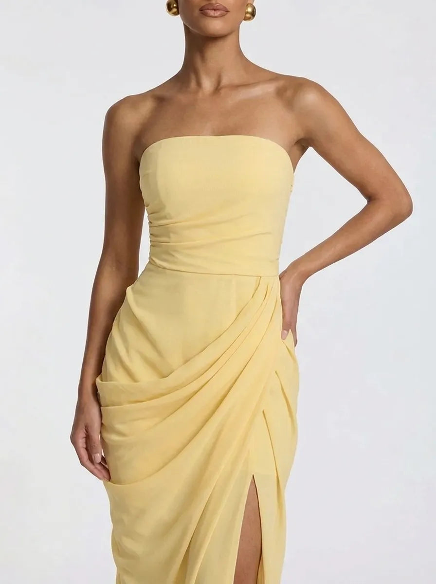 Olivia | Damen-Maxikleid mit Schnürung und seitlichem Schlitz