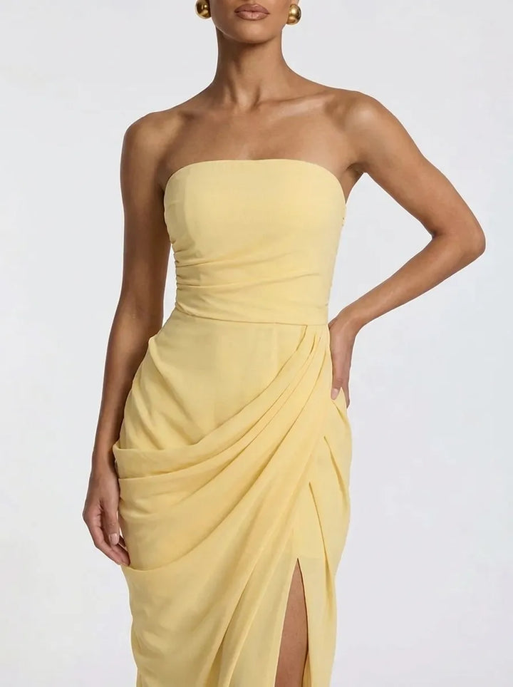 Olivia | Damen-Maxikleid mit Schnürung und seitlichem Schlitz