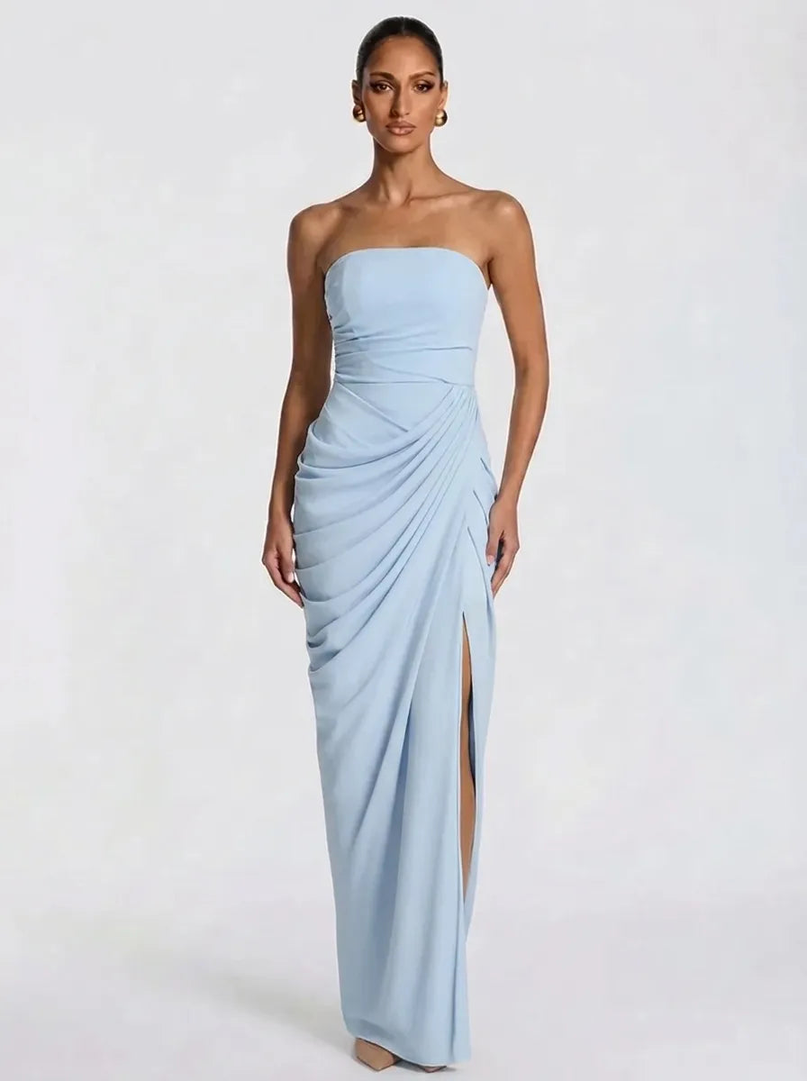 Olivia | Damen-Maxikleid mit Schnürung und seitlichem Schlitz