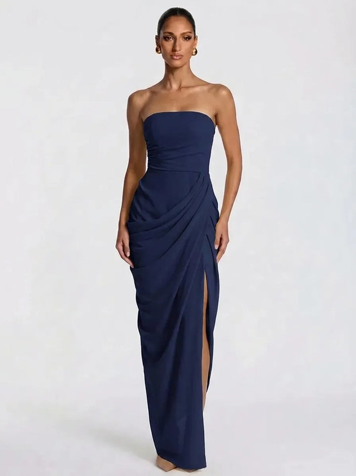 Olivia | Damen-Maxikleid mit Schnürung und seitlichem Schlitz