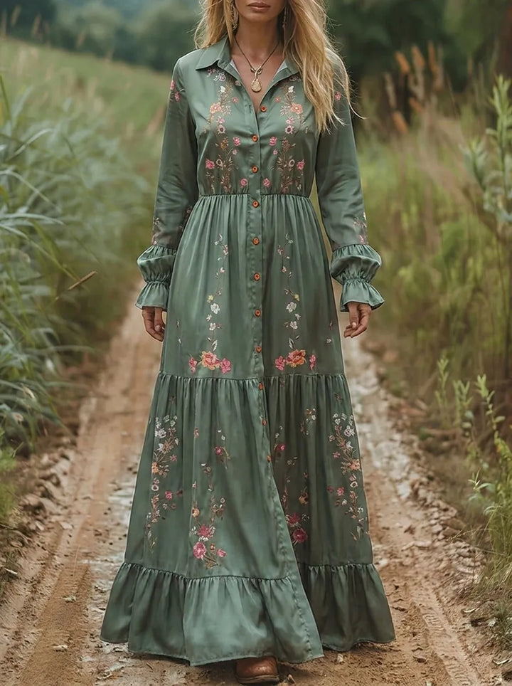 Bohemian Besticktes V-Ausschnitt Maxikleid für Damen