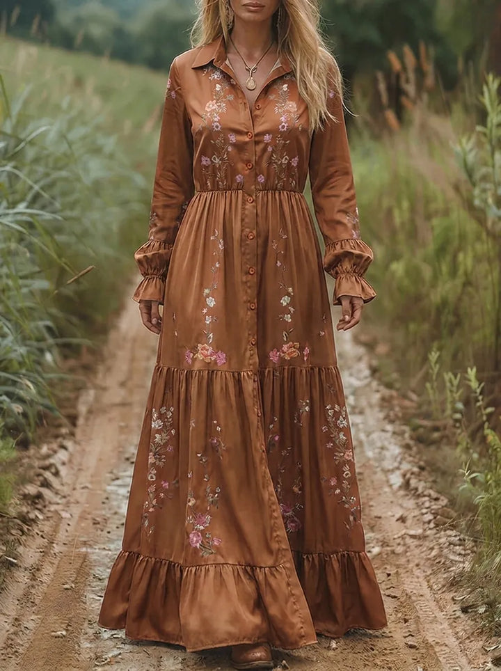 Bohemian Besticktes V-Ausschnitt Maxikleid für Damen