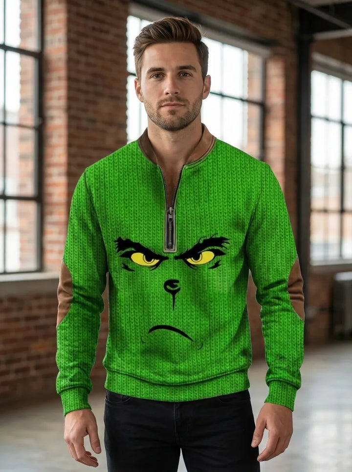 Lustiges klassisches Weihnachtscharakter-Druck Casual Waffle Top für Herren