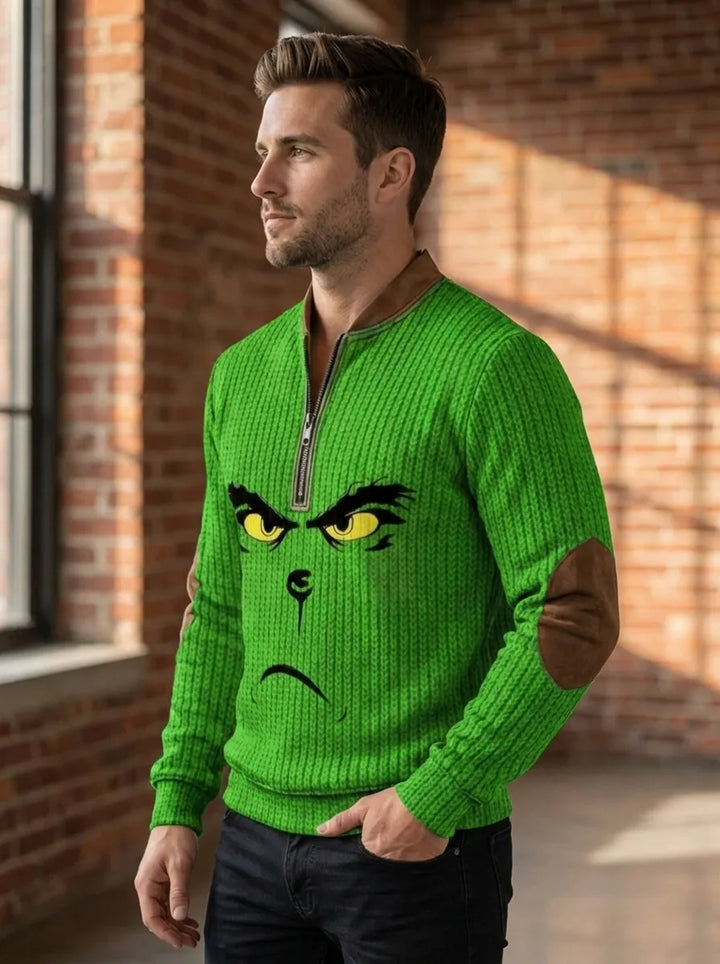 Lustiges klassisches Weihnachtscharakter-Druck Casual Waffle Top für Herren