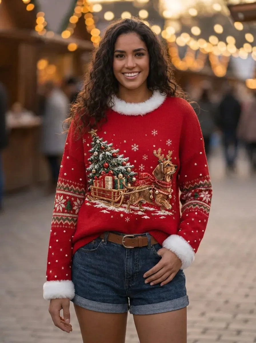 Damen Weihnachts Schleife Dekorative Licht Tops