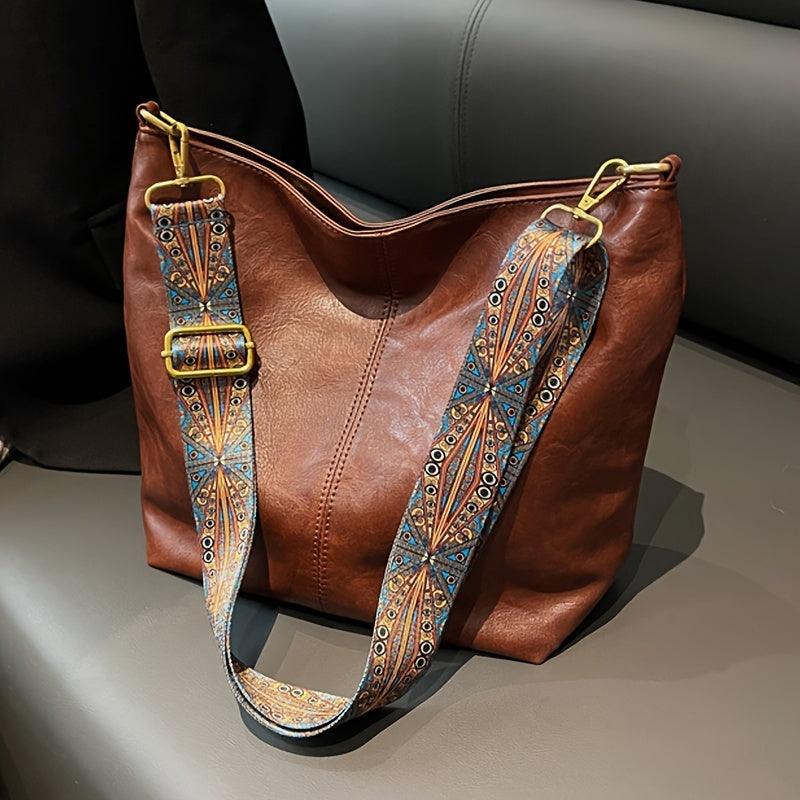 Embjørg | Klassische Schultertasche mit verstellbarem gemustertem Tragegurt