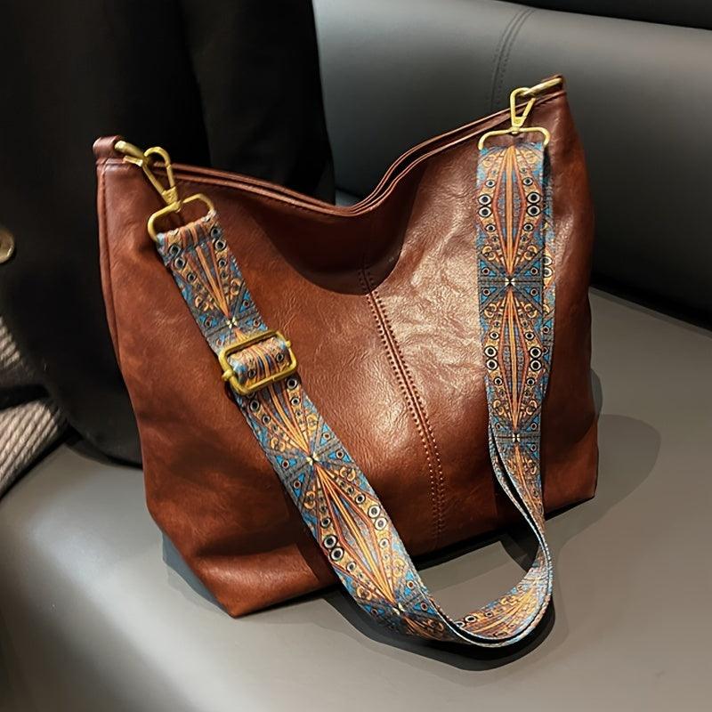 Embjørg | Klassische Schultertasche mit verstellbarem gemustertem Tragegurt