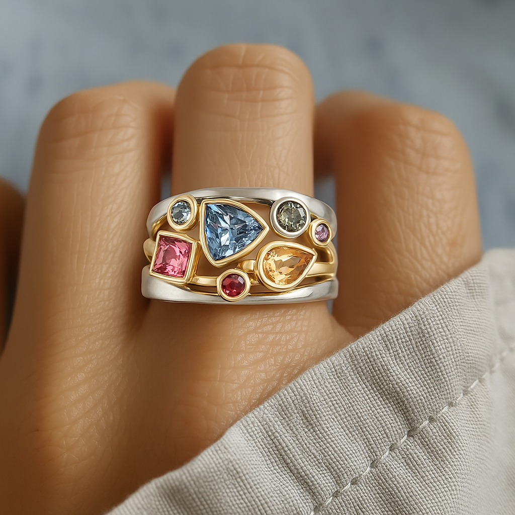 Vintage Ring Bunter Zirkon