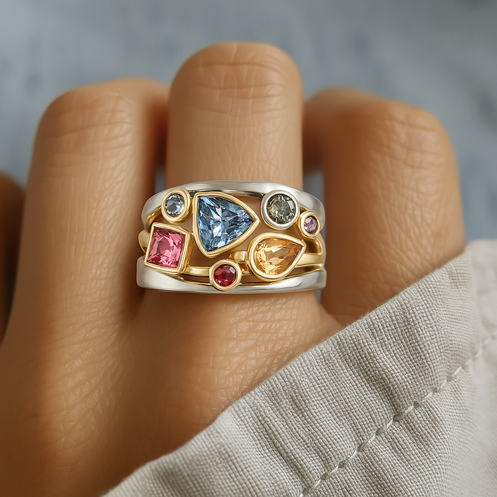 Vintage Ring Bunter Zirkon
