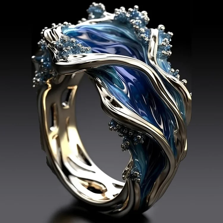 Retro-Goldring mit Wellen-Design