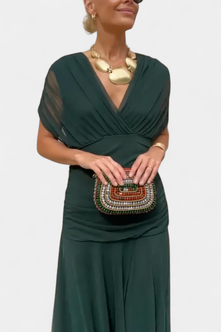 Alondra™ | V-Ausschnitt Langes Floral-Maxikleid
