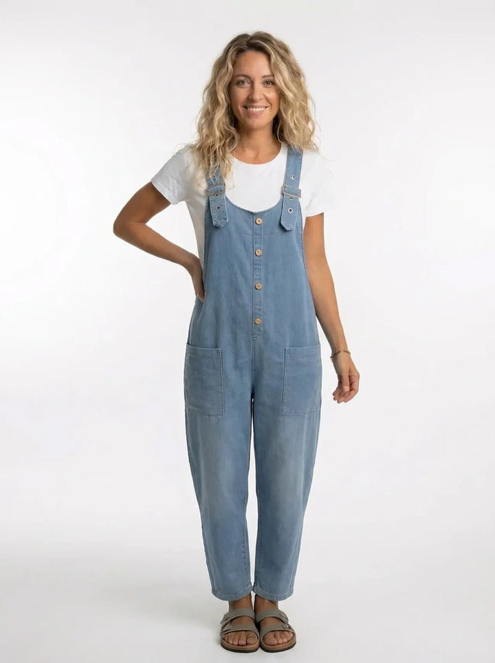Noelia™ - Versatile Adjustable-Buckle Denim Jumpsuit