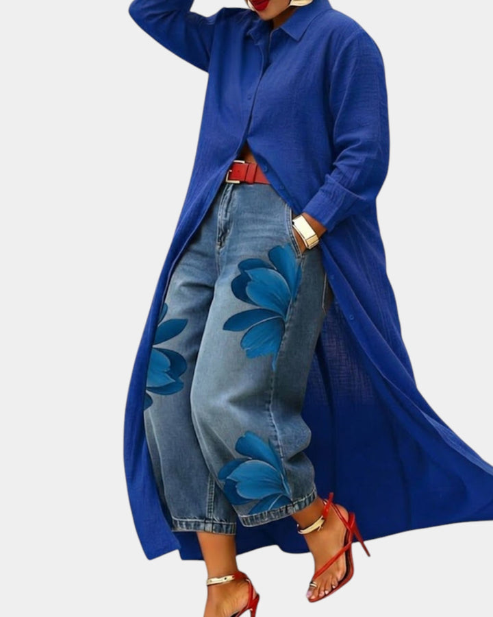 Céliane | Weitgeschnittene Jeans & Kleid Ensemble