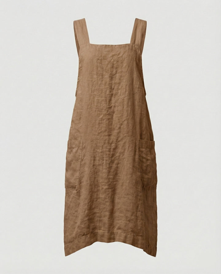 Heidi | Damen Midi Schürzenkleid mit quadratischem Ausschnitt und Taschen