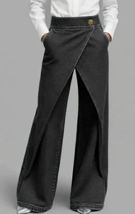 Hochtaillierte, lässige, cropped Wide-Leg Jeans für Frauen