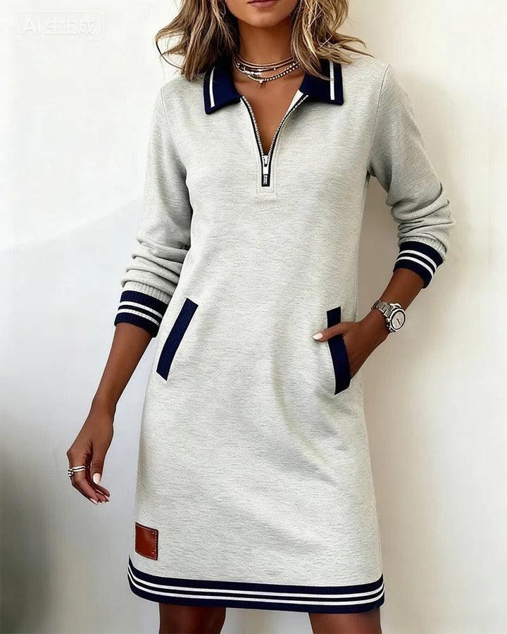 Schickes Langärmeliges Baumwollkleid