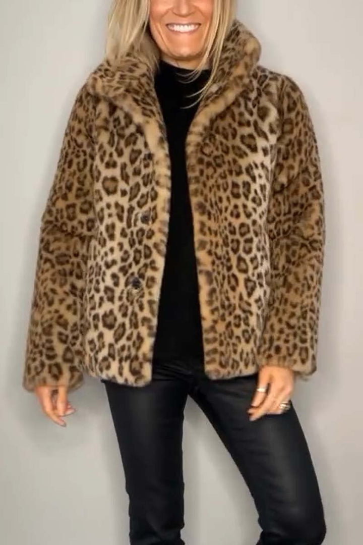 Valentina - Klassischer Damen Wintermantel Mit Leopardenmuster
