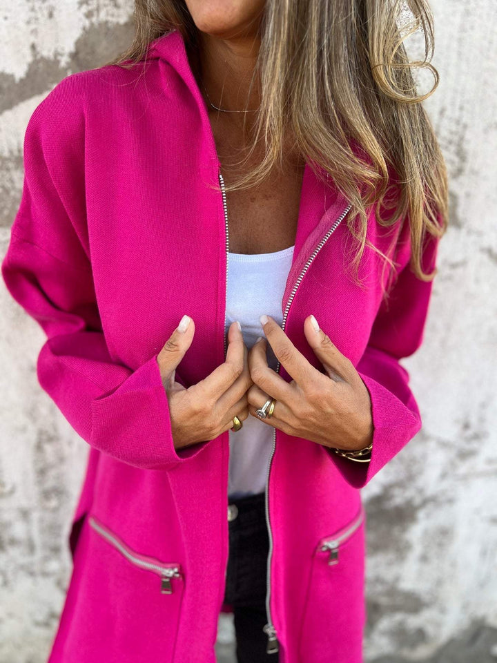 Olivia - Lange Strickjacke Mit Kapuze